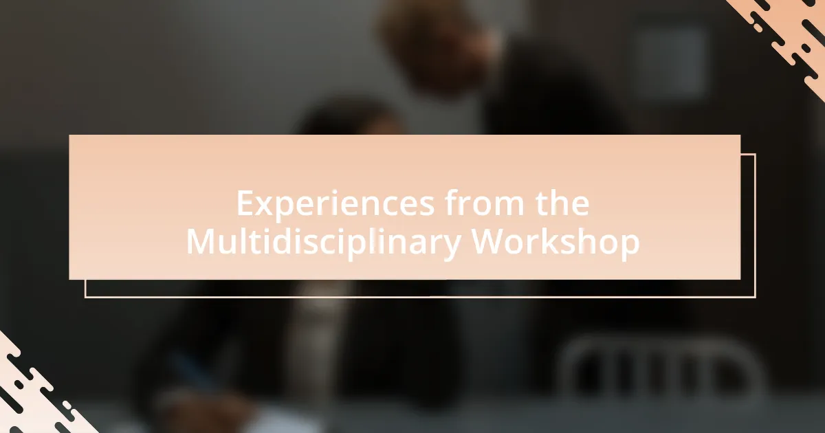 Experiences from the Multidisciplinary Workshop